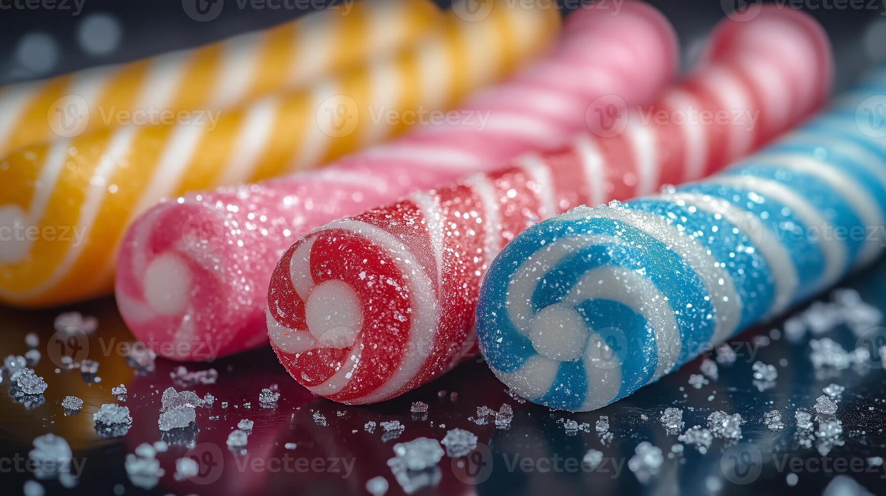 A close up of colorful candy sticks photo