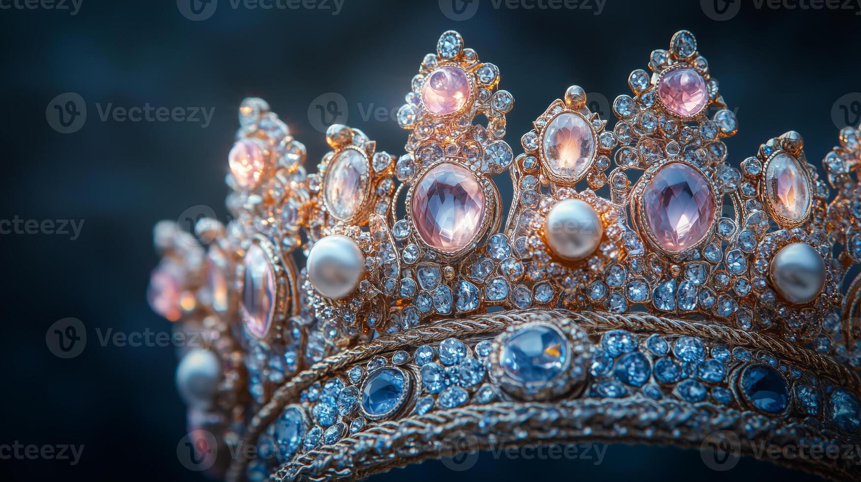 A crown with many diamonds and pearls photo