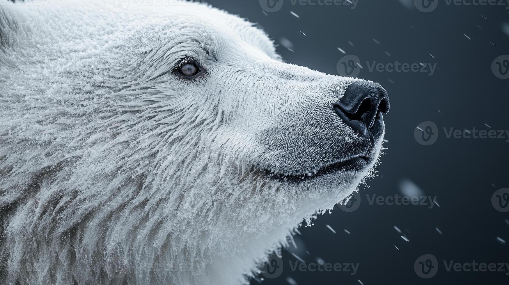 A polar bear is looking up at the sky photo