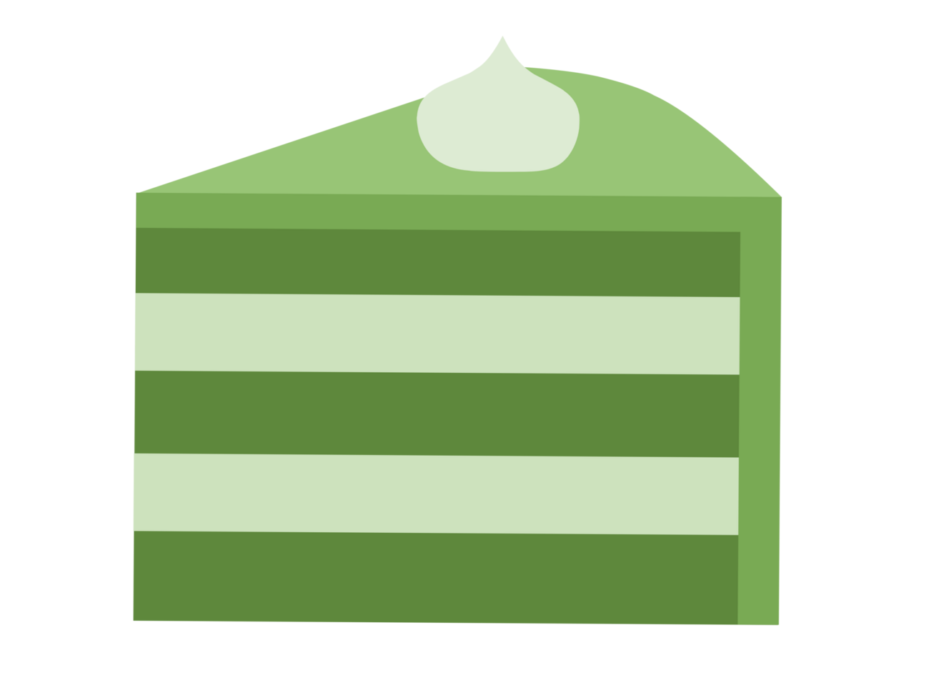 Slice of greentea cake transparent background png