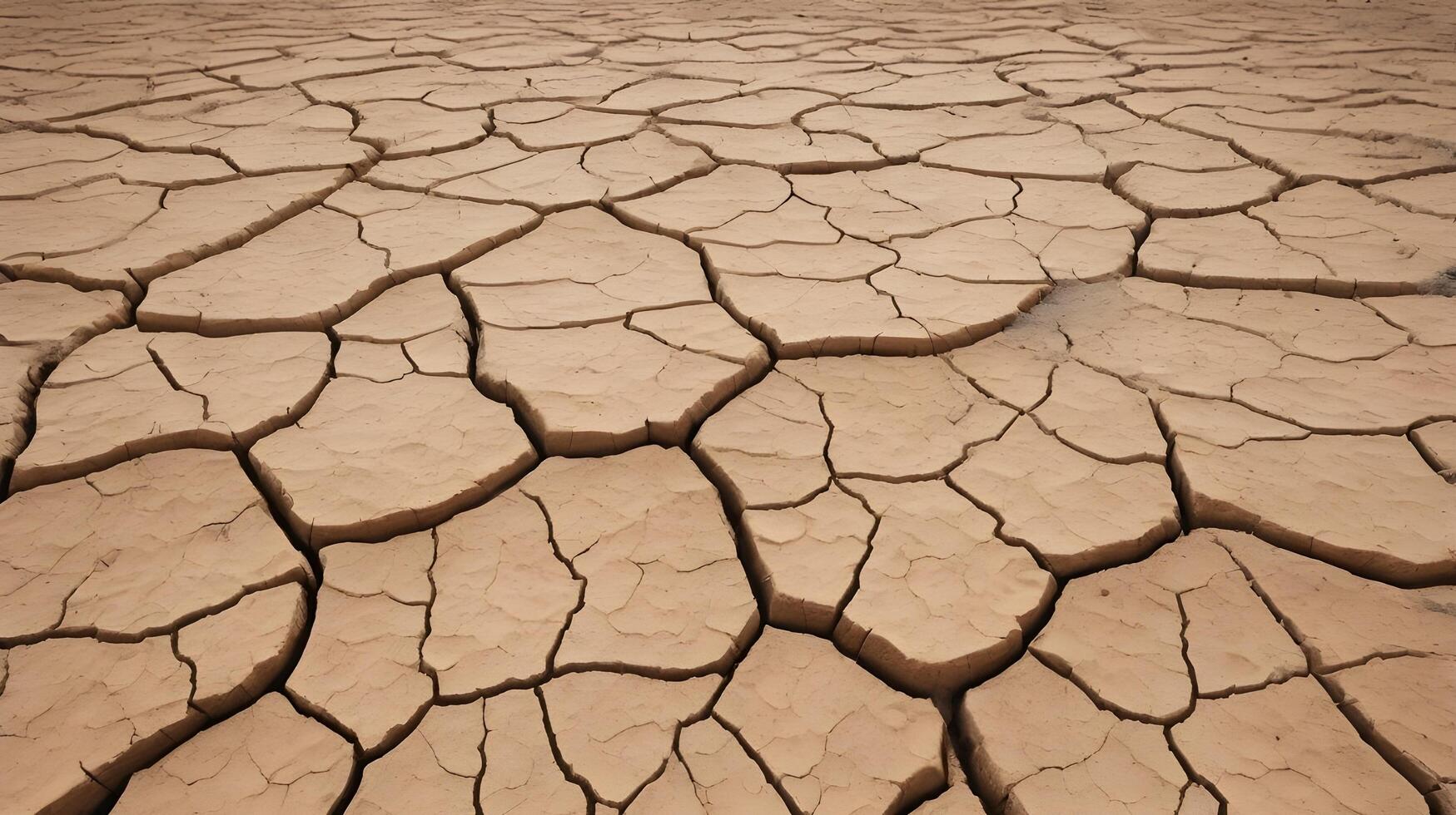 A sharp image of parched ground, displaying intricate cracks and natural formations created by the absence of moisture. photo
