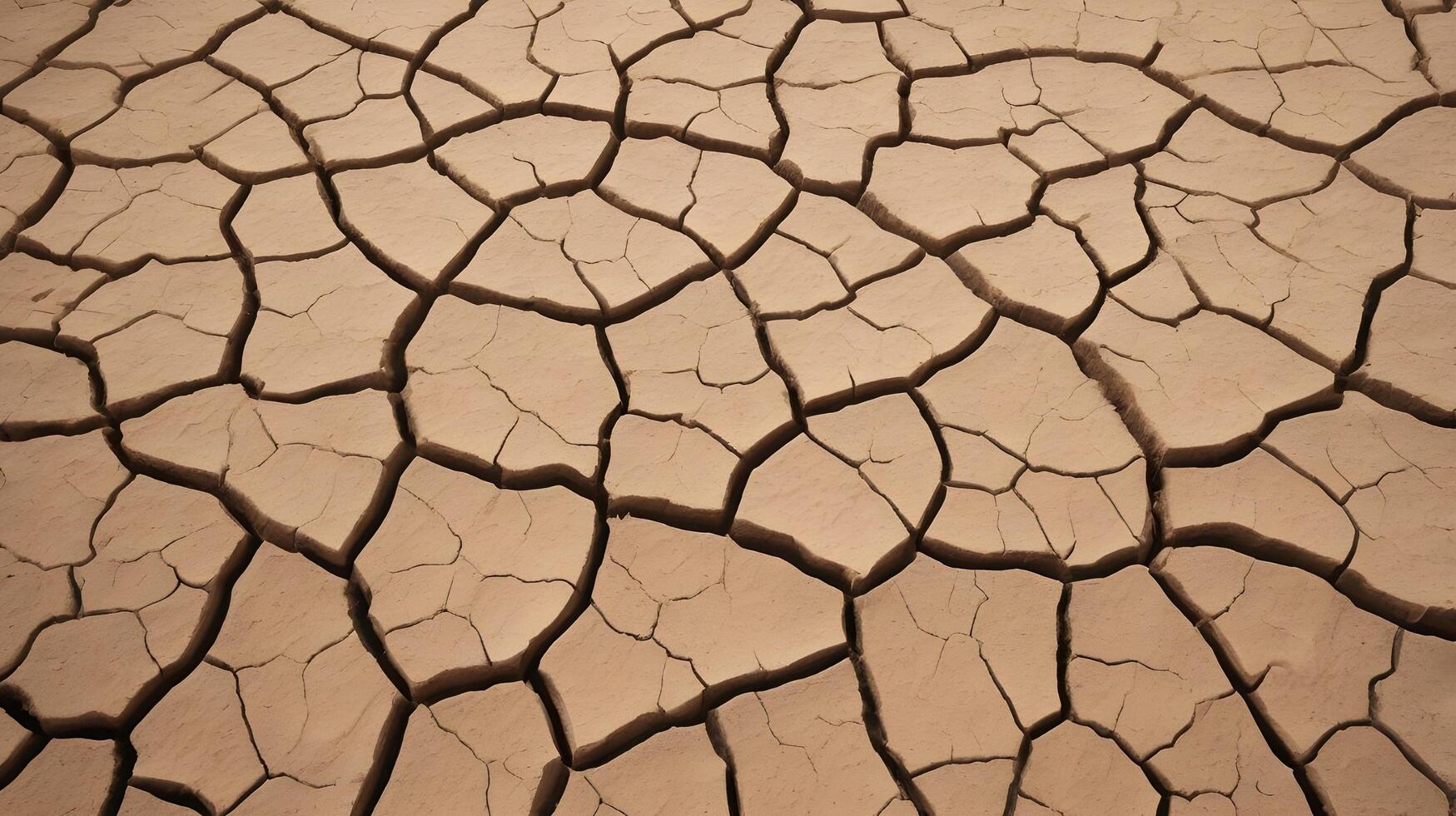 A high-resolution image of dry, cracked earth, emphasizing the fascinating patterns formed by the soils cracks. photo
