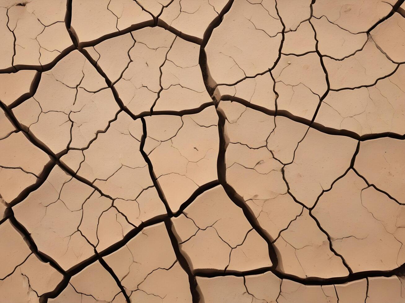 A macro shot of parched soil, showcasing an intricate web of cracks and natural textures. photo