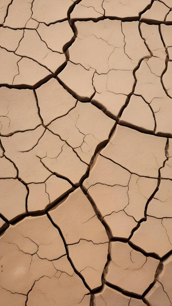A sharp close-up of arid soil with deep fissures, displaying the natural patterns formed by drought. photo
