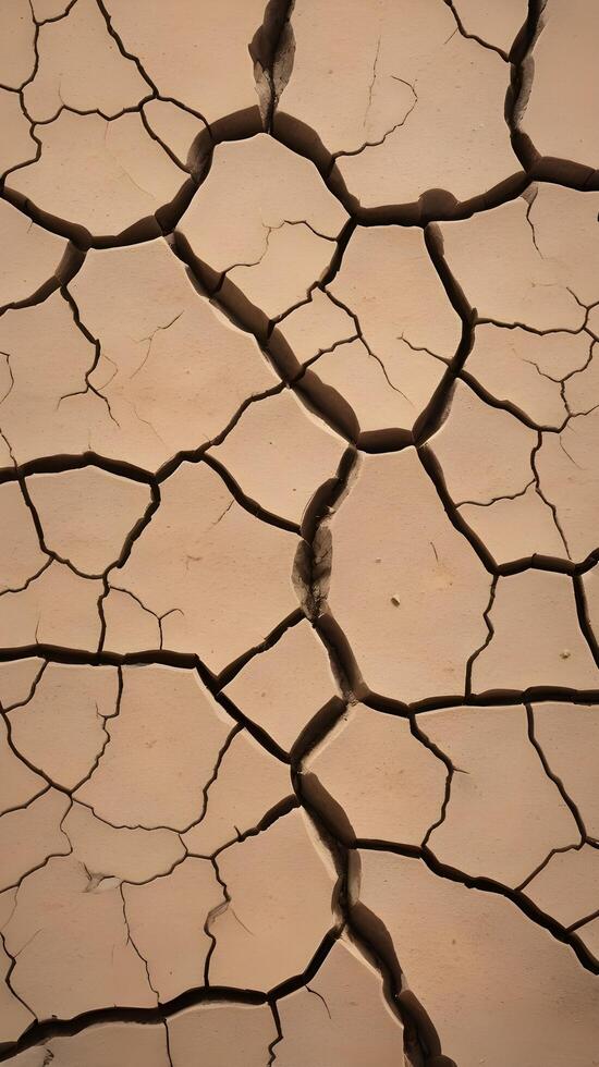 A detailed view of parched ground with noticeable cracks, forming a natural, intricate design. photo