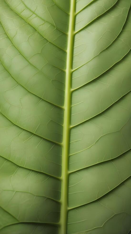 A detailed close-up of a leafs surface, highlighting the delicate veins that form its natural grid. photo