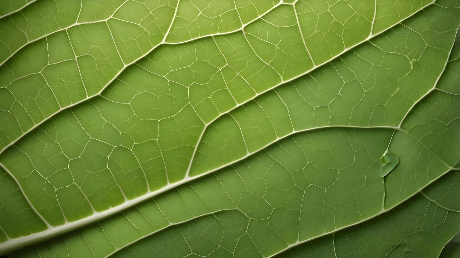 An extreme close-up of a green leaf, highlighting the fine network of veins that create its unique structure. photo