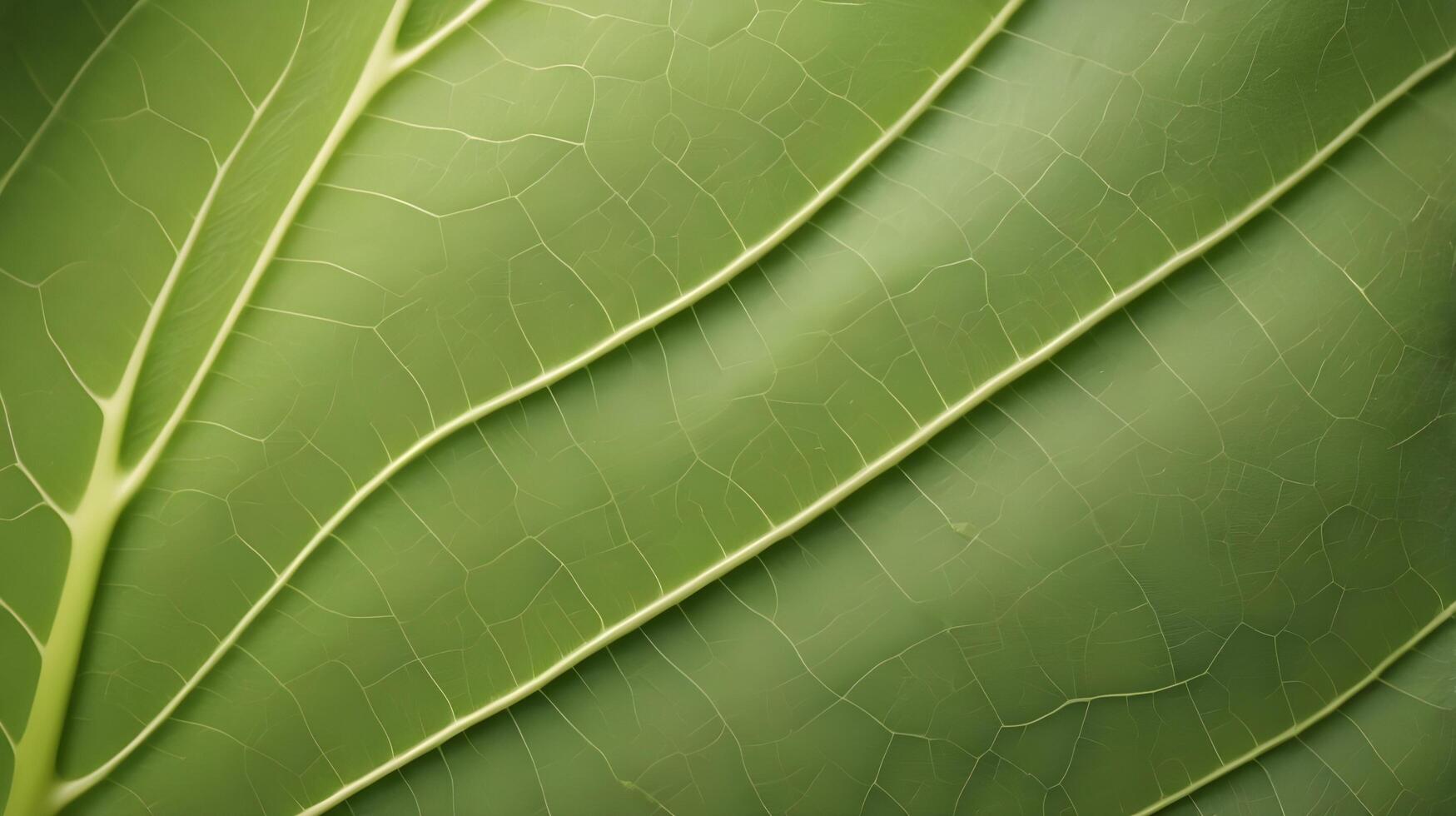 A close-up view of a green leaf, showcasing the fine vein structures in remarkable detail. photo