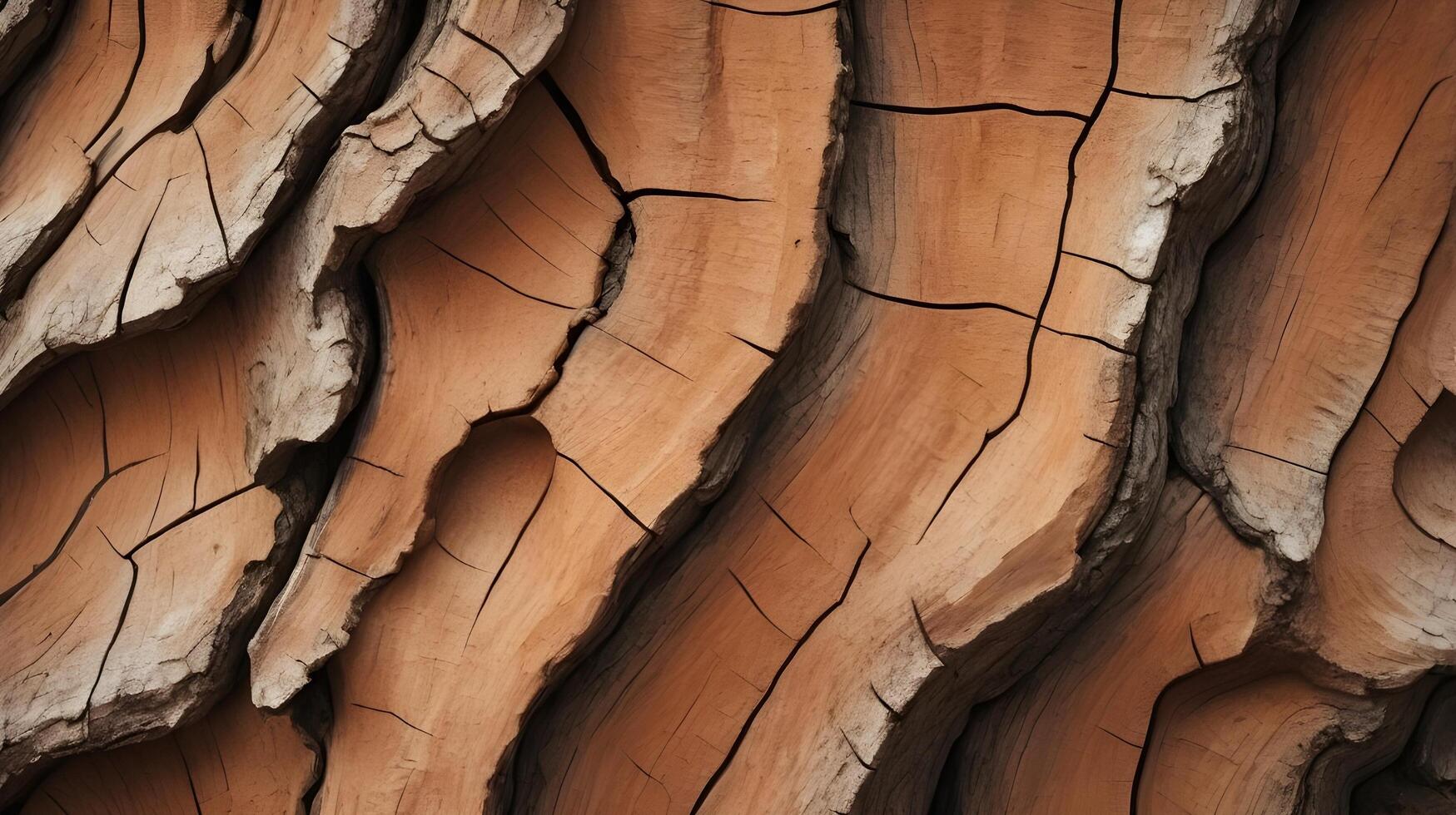 A highly detailed image capturing the natural texture of tree bark, with deep grooves and rich brown coloring. photo