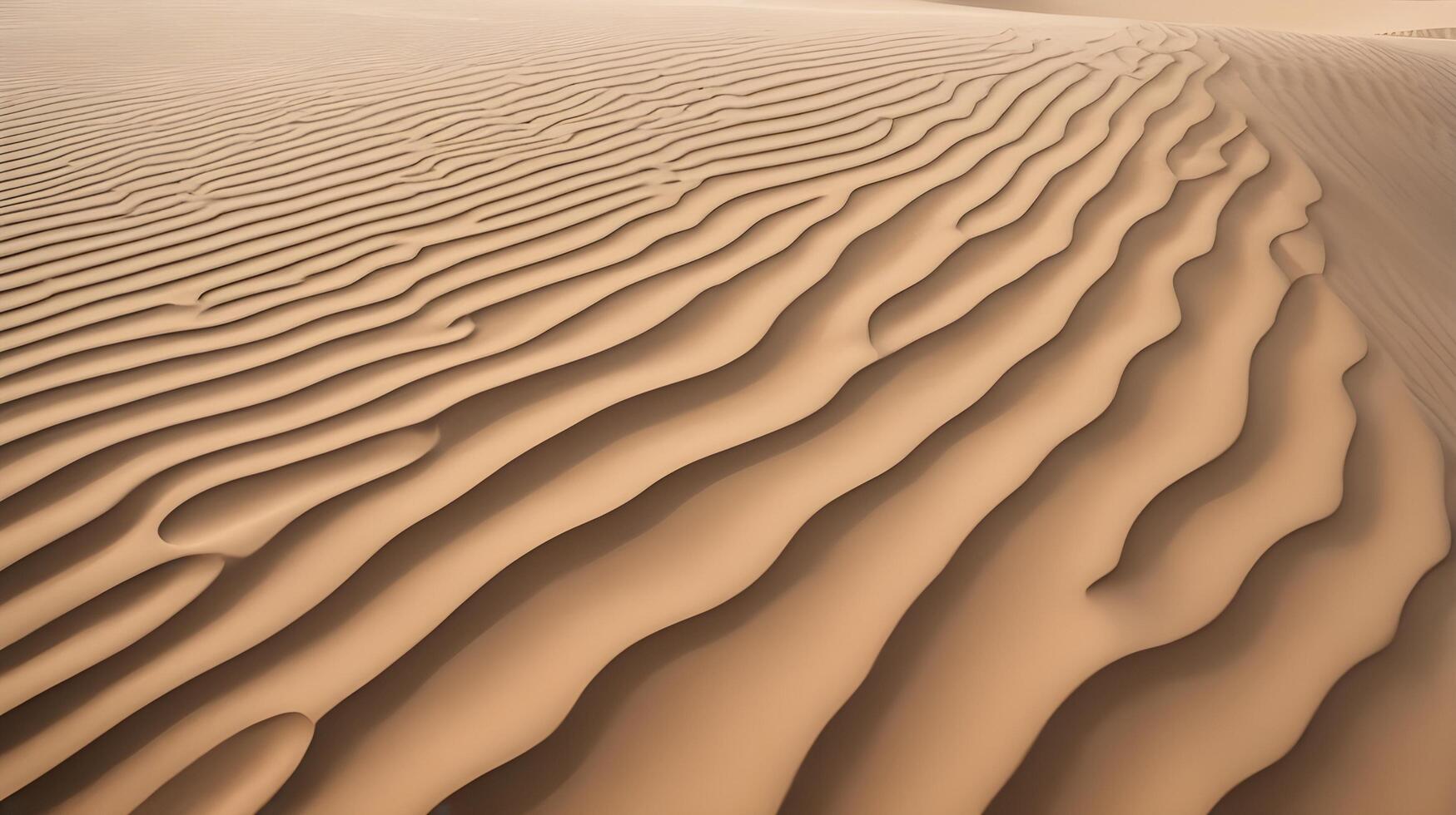 A high-resolution shot of wavy sand dunes, with intricate textures and soft, flowing shadows. photo