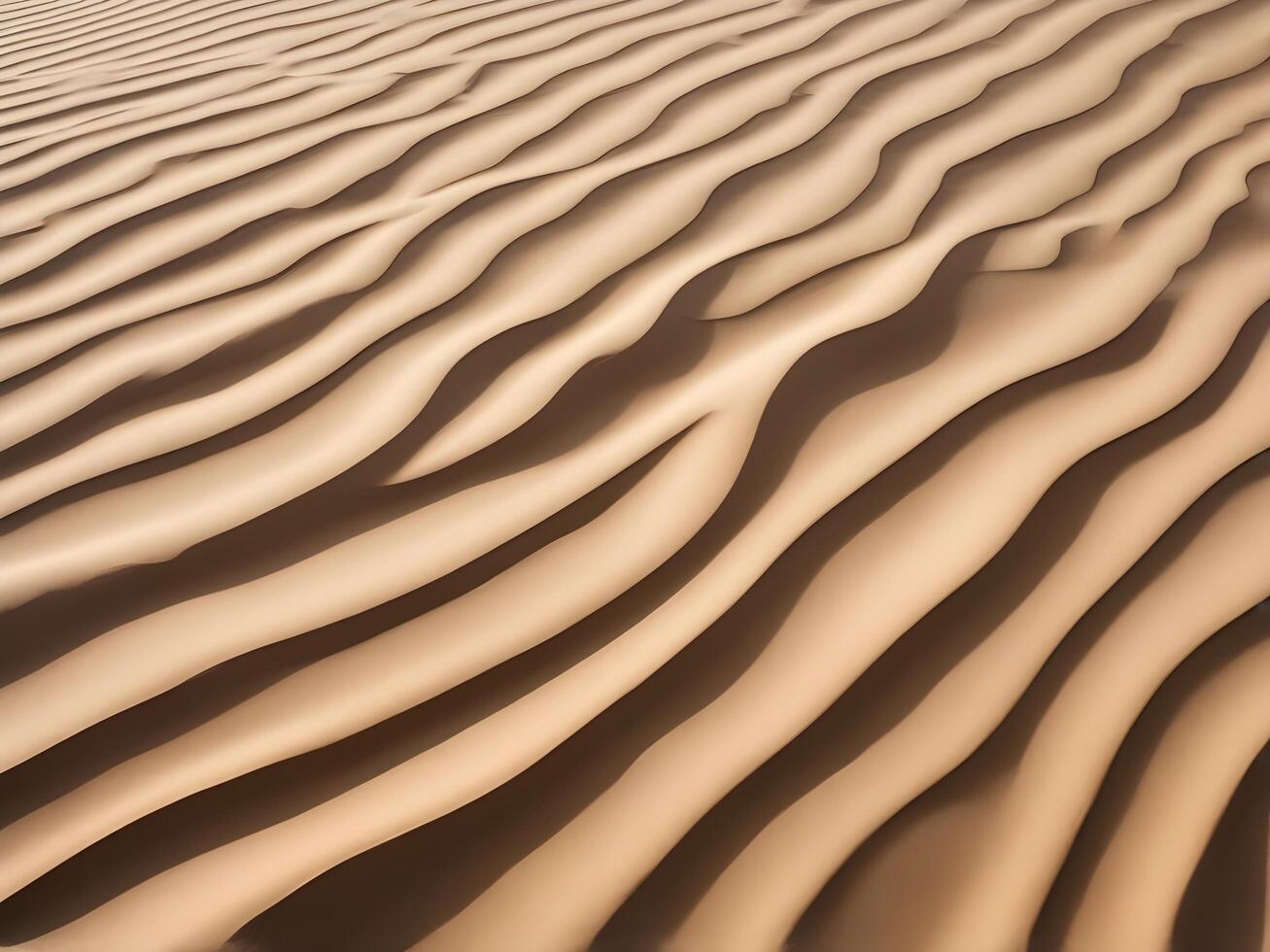 A close-up of wavy sand dune patterns, showcasing fine textures and soft shadows. photo