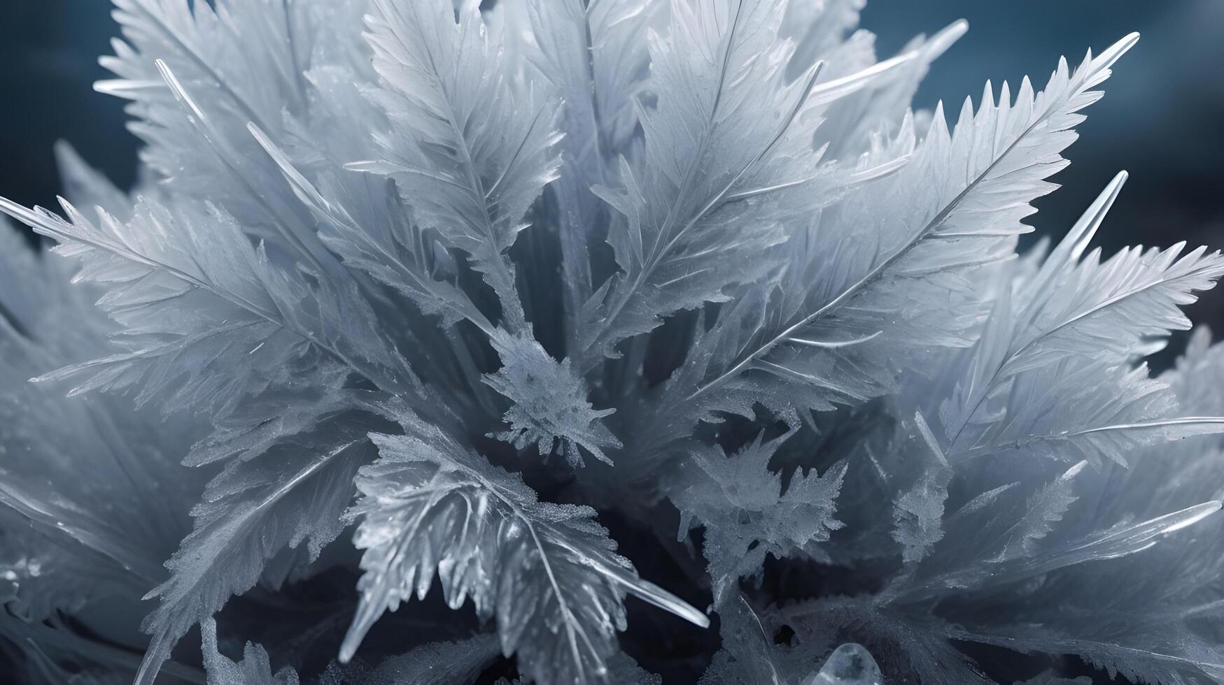 A sharp close-up of frost, highlighting the complex and beautiful patterns of ice crystals. photo