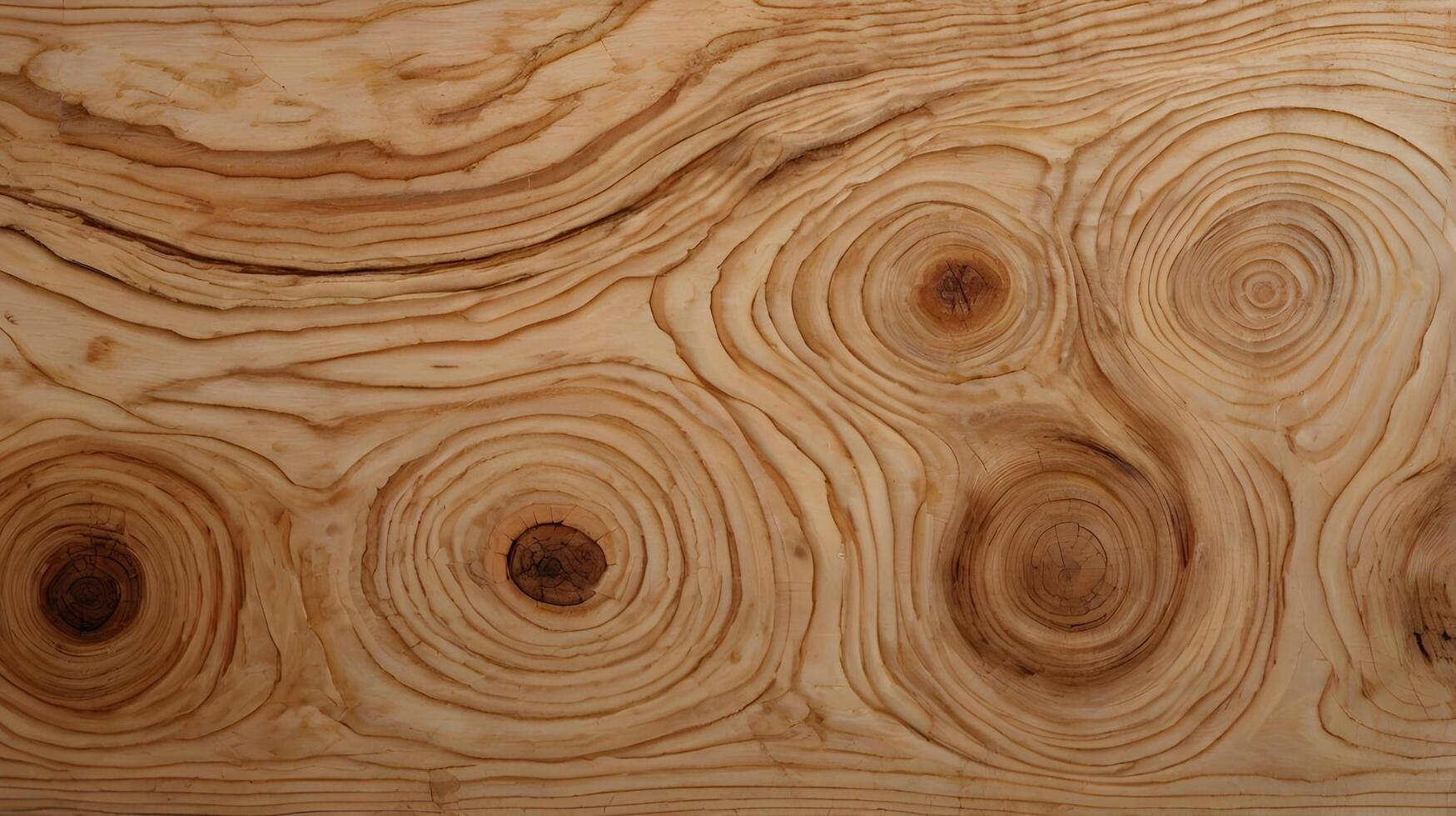 A high-detail image of pine wood, showcasing the unique knots and organic grain lines that run through it. photo
