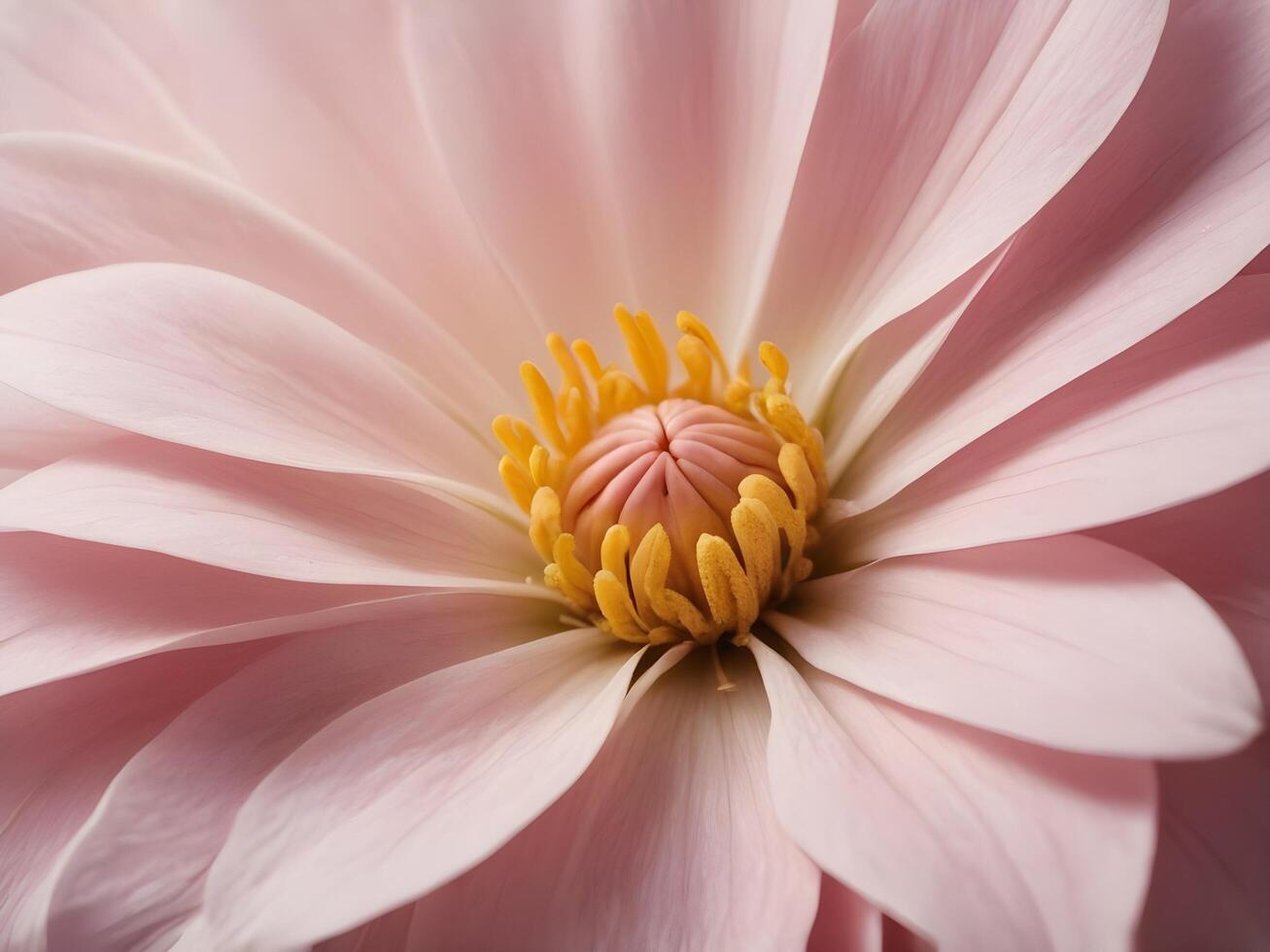 A high-resolution close-up of soft flower petals featuring minuscule fuzzy filaments. photo
