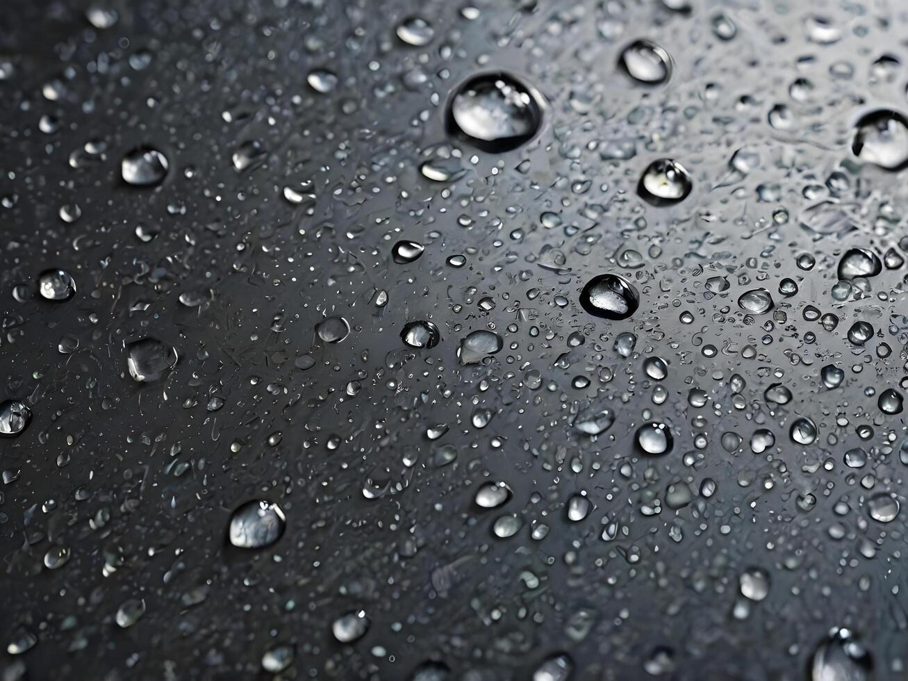 A high-detail macro image of condensation creating random, fluid shapes on a surface. photo