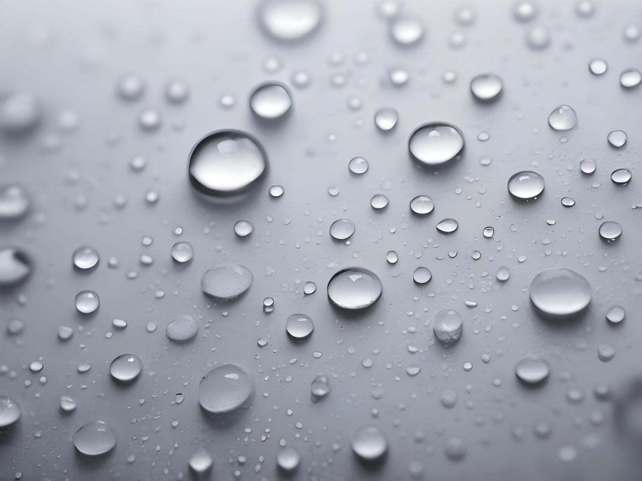 A detailed close-up of condensation droplets creating unpredictable patterns on a surface. photo