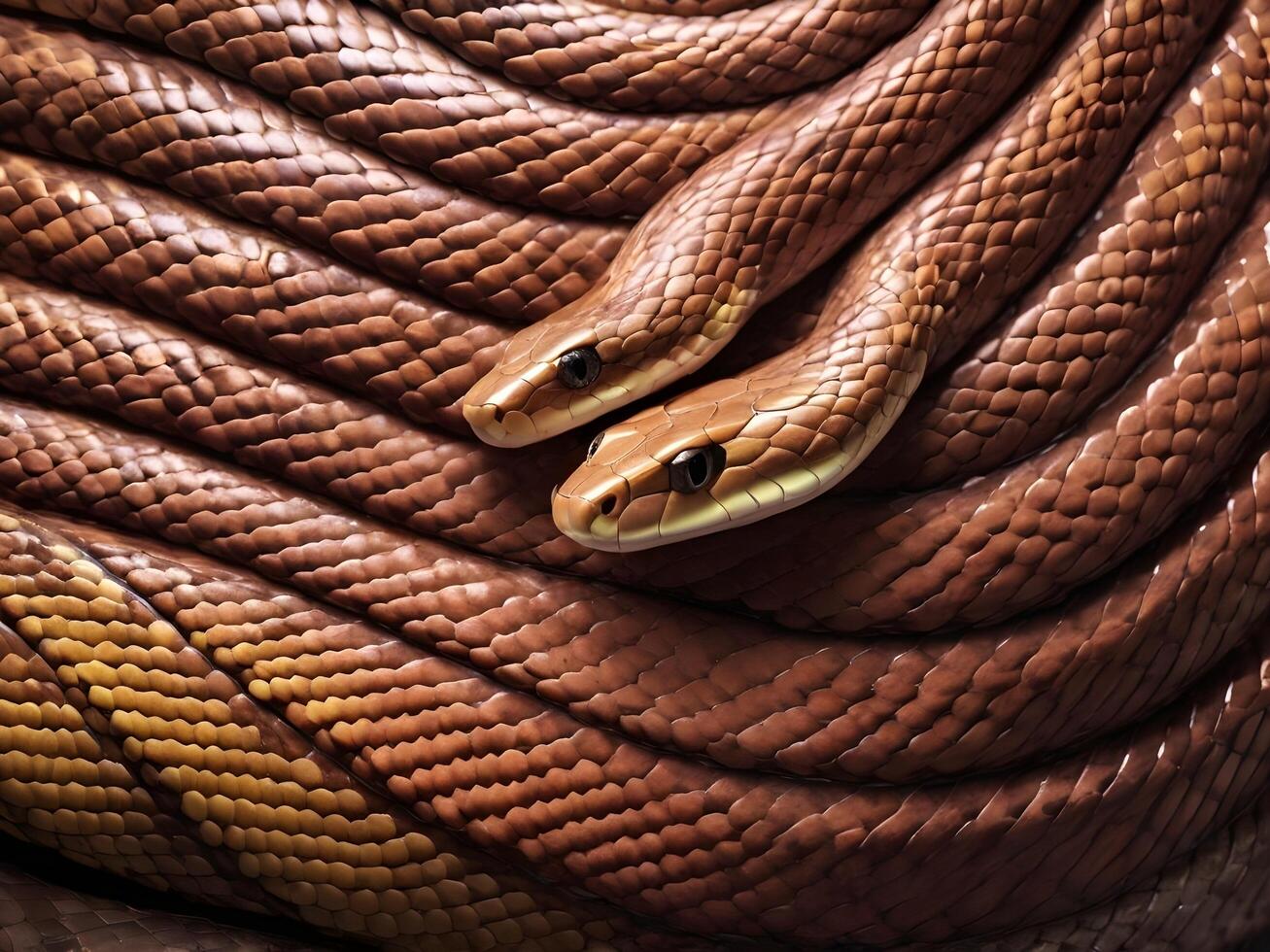 A high-resolution macro shot capturing the glossy sheen on a snakes overlapping scales. photo