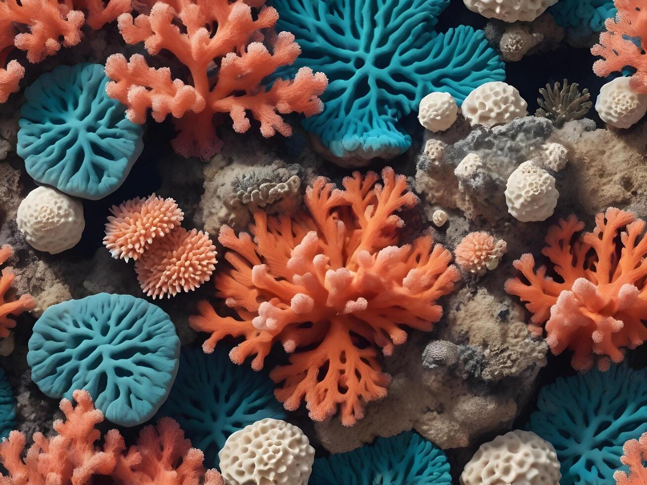 A highly detailed underwater image showcasing the vibrant structure of coral formations. photo