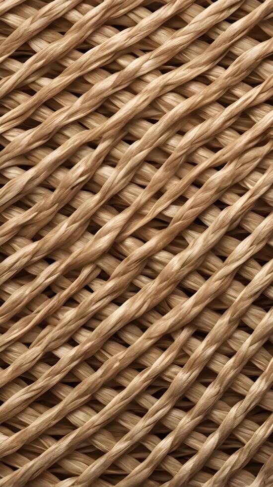 A high-resolution shot showcasing the tight weaving of straw fibers into a geometric shape. photo