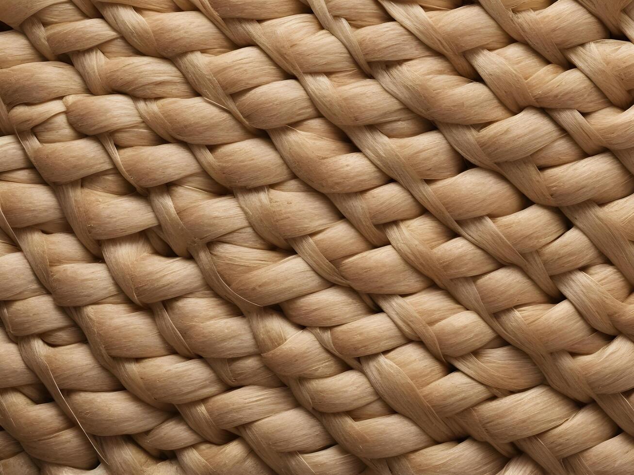 A zoomed-in view of tightly woven straw fibers, forming an elegant geometric pattern. photo