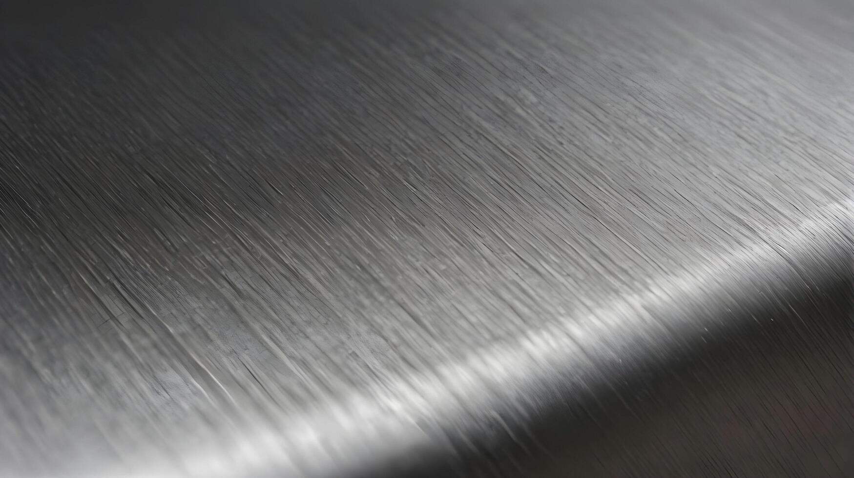 A macro photograph of a modern stainless steel surface with linear grain patterns. photo