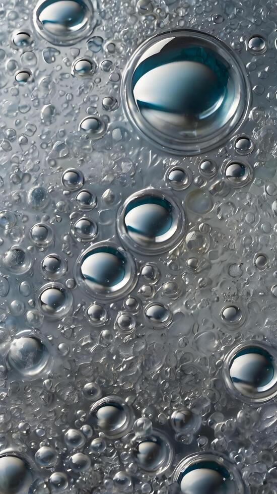 A macro shot of plastic wrap, revealing the fascinating, textured pattern of trapped air bubbles. photo