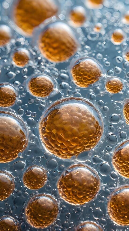 A sharp image of plastic wrap with visible air pockets, creating a fun, bumpy texture. photo