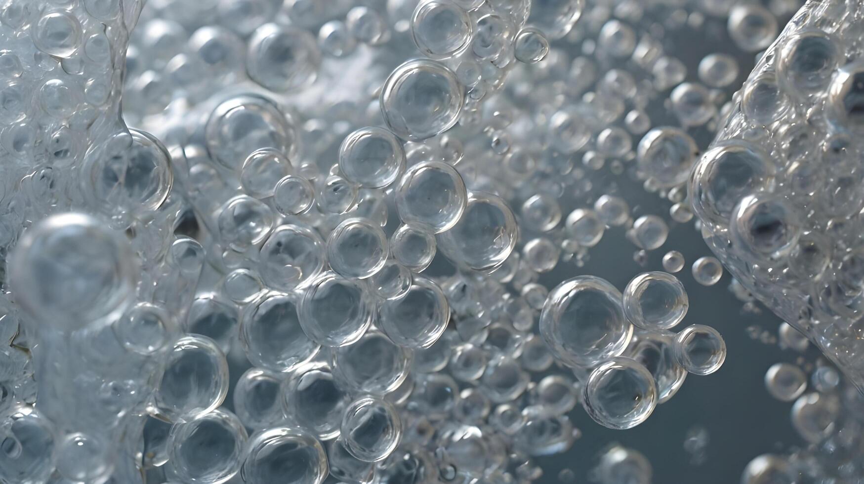 A sharp macro shot of plastic wrap, featuring bubbles of air that create an intricate surface pattern. photo