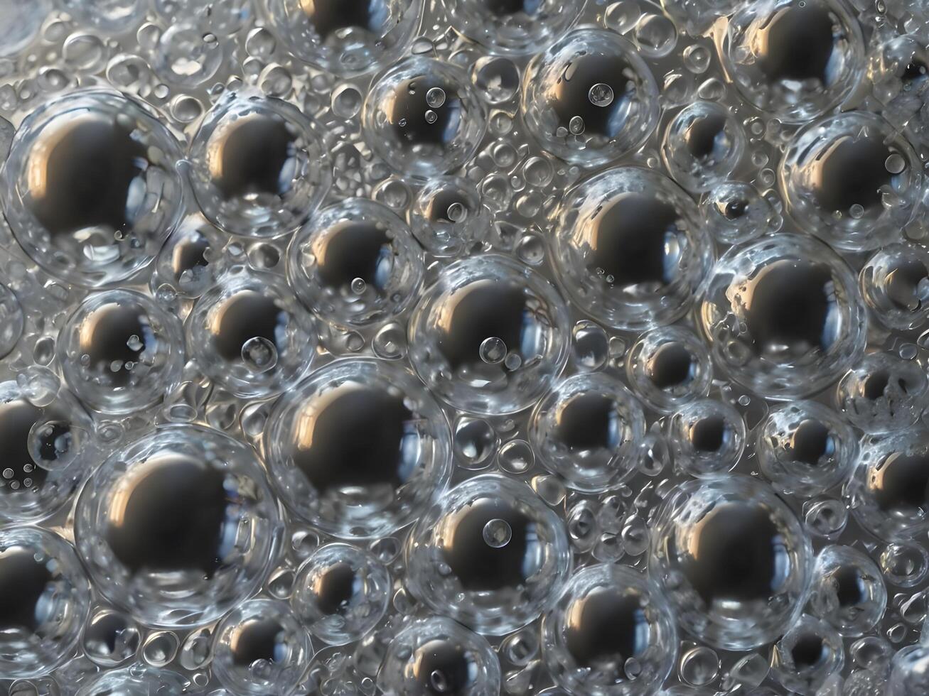 A high-resolution macro image of plastic film with air pockets, forming a unique pattern. photo