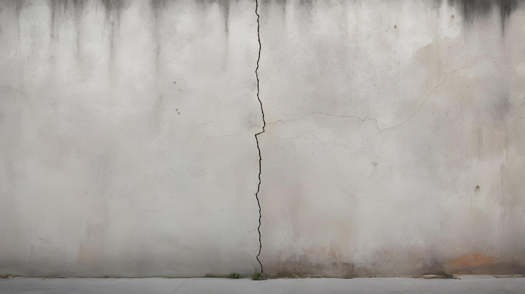 A close-up of a cracked concrete surface, emphasizing its rough and uneven texture. photo