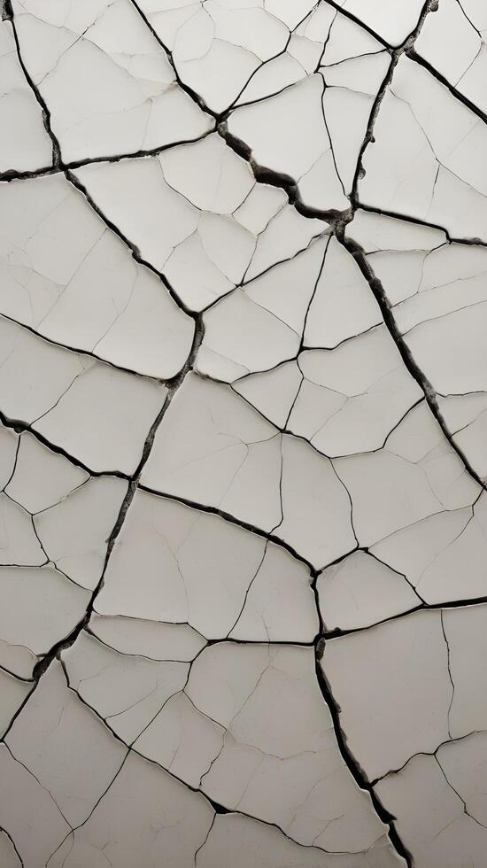 A close-up of a crackled pottery glaze, capturing its intricate network of tiny splits. photo