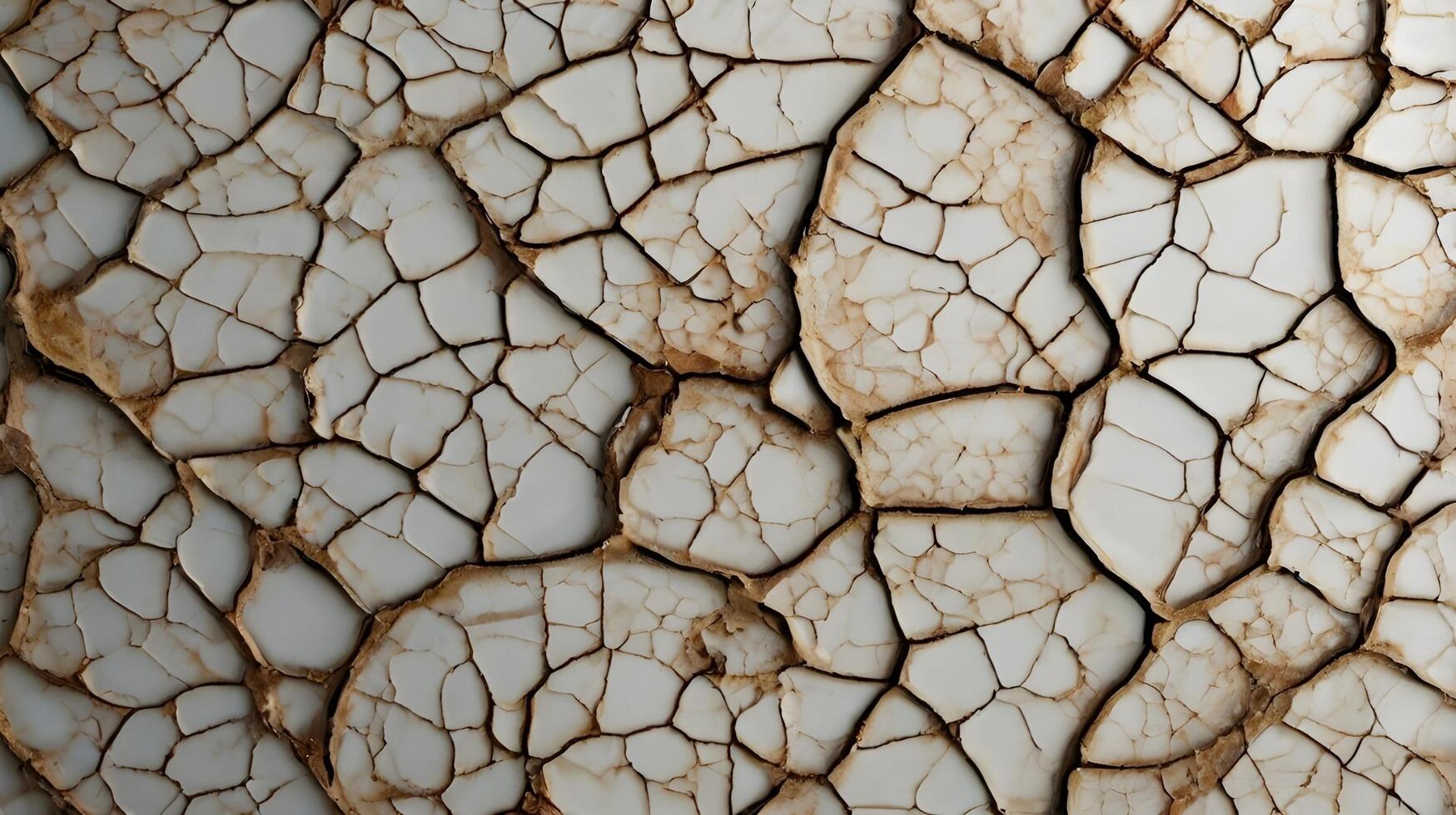 A high-detail macro shot of an old ceramic finish with fine, interwoven cracks. photo