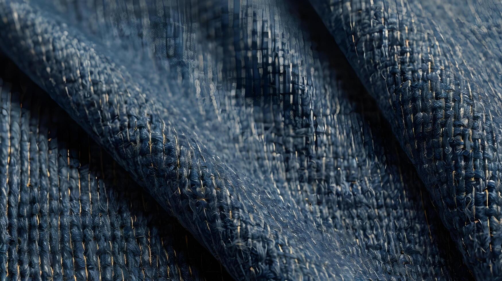 A macro shot of blue jeans fabric, capturing the depth of its woven texture. photo