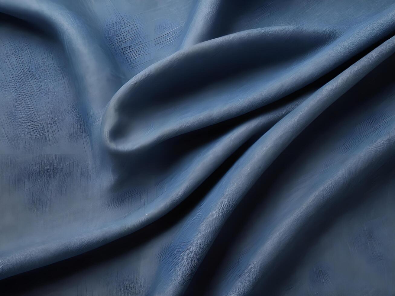 A sharp close-up of denim material, displaying its interwoven threads and rugged surface. photo