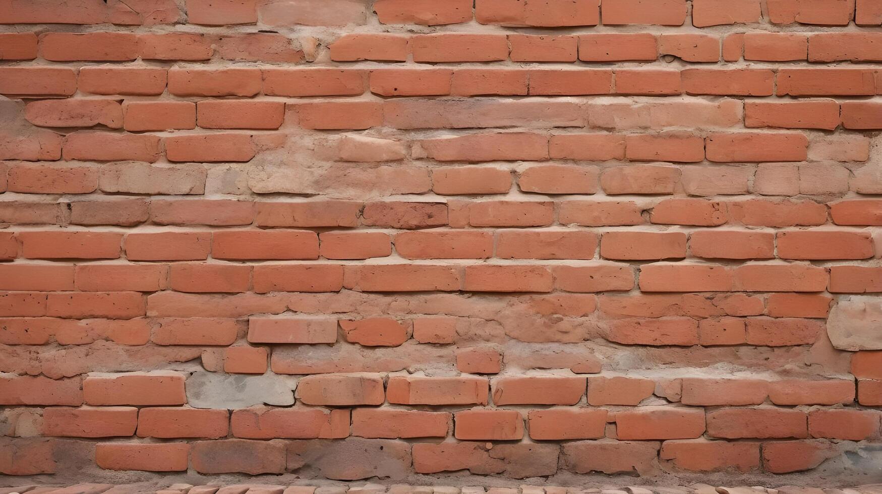 A detailed image of an antique brick wall, showcasing its faded color and rough texture. photo