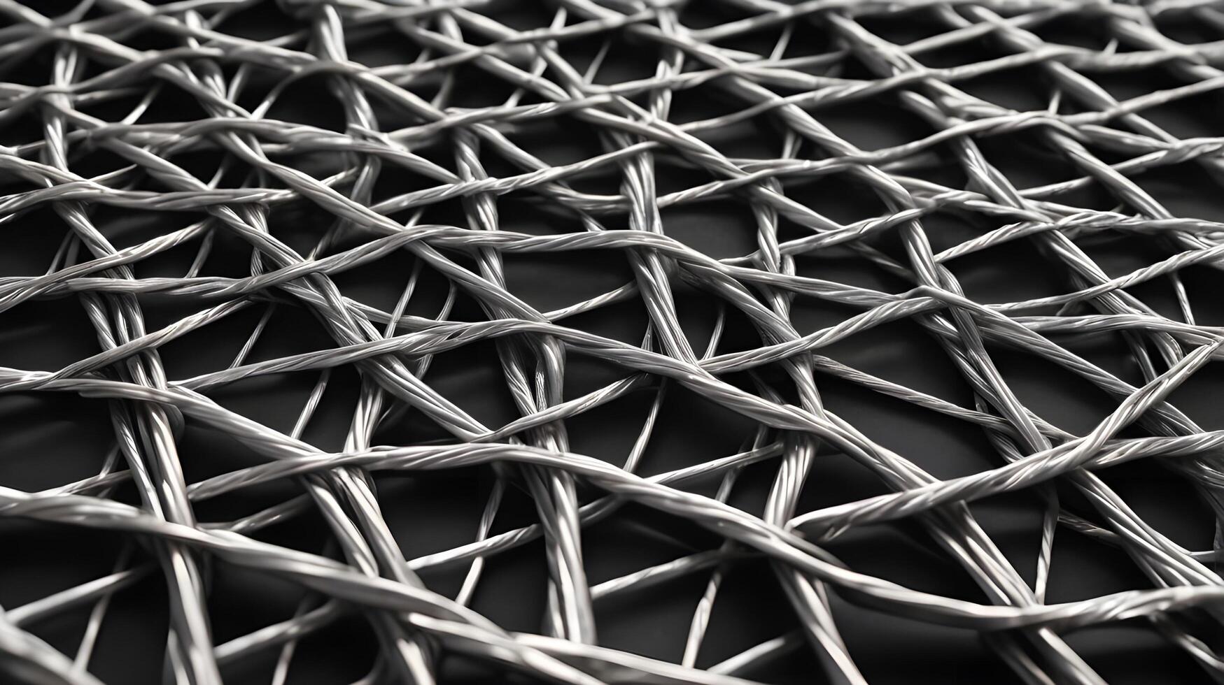 A sharp macro shot of metal wire mesh, interlaced in precise geometric designs. photo