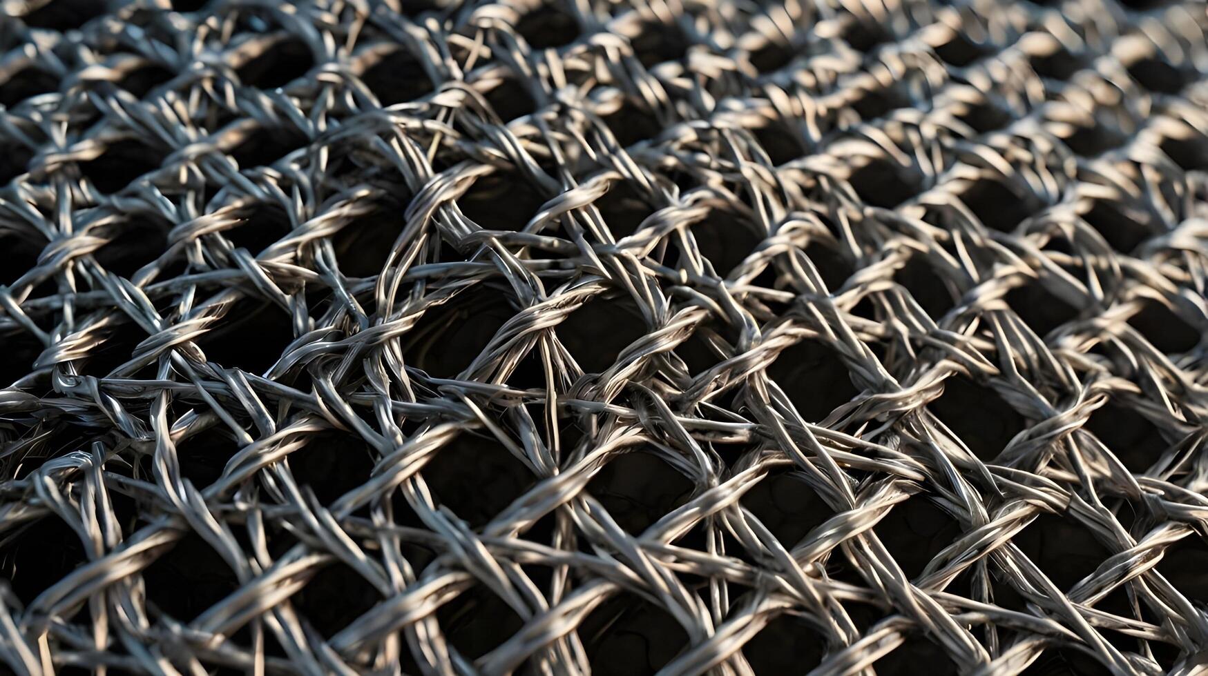 A close-up shot of metal wire mesh, showcasing its geometric, repeating structure. photo