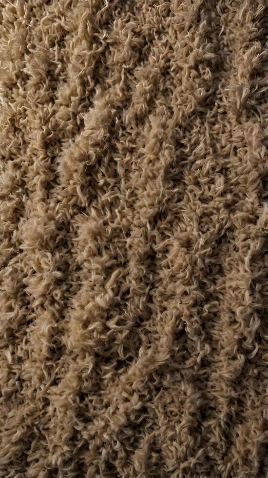 A macro image showcasing the aged, tattered texture of an old carpet. photo