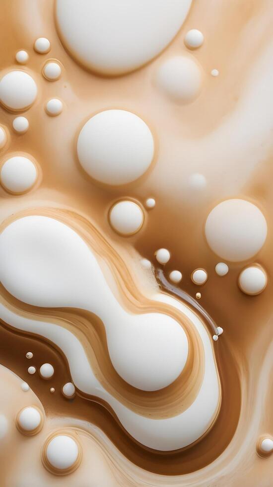 A detailed macro shot of espresso foam, focusing on the creamy texture and tiny, delicate bubbles. photo