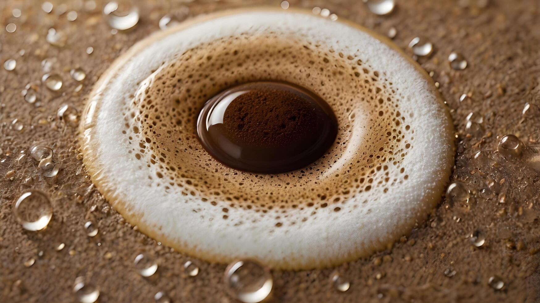 A close-up shot of espresso foam, showcasing delicate bubbles and a creamy texture. photo