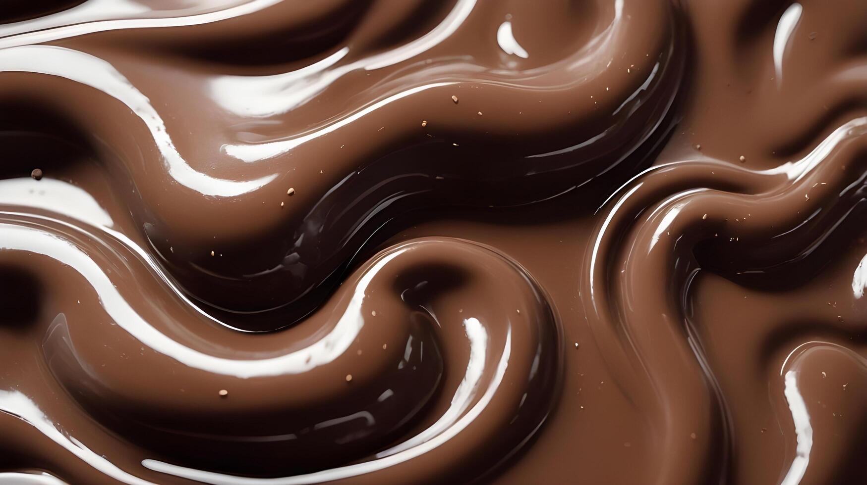 A close-up image of melted chocolate, glistening with smooth, swirling patterns. photo