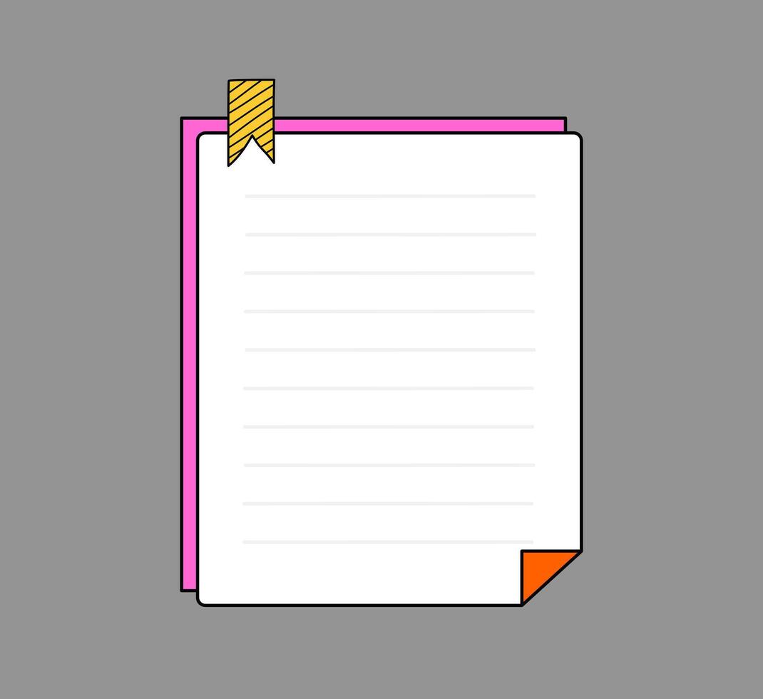 Notebook Page with Colorful Tape vector