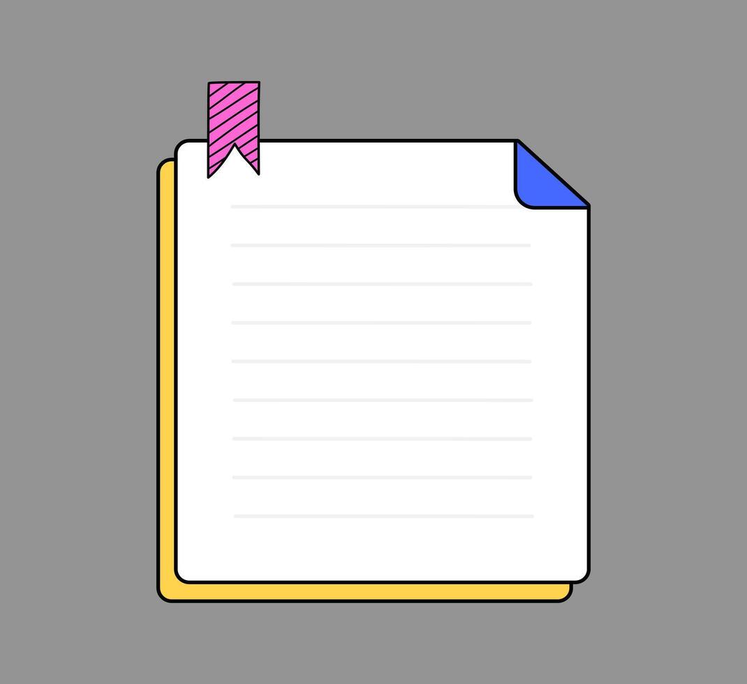 Simple Memo Paper with Folded Edge vector