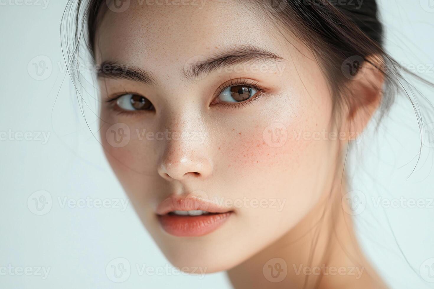 A woman with freckles on her face photo