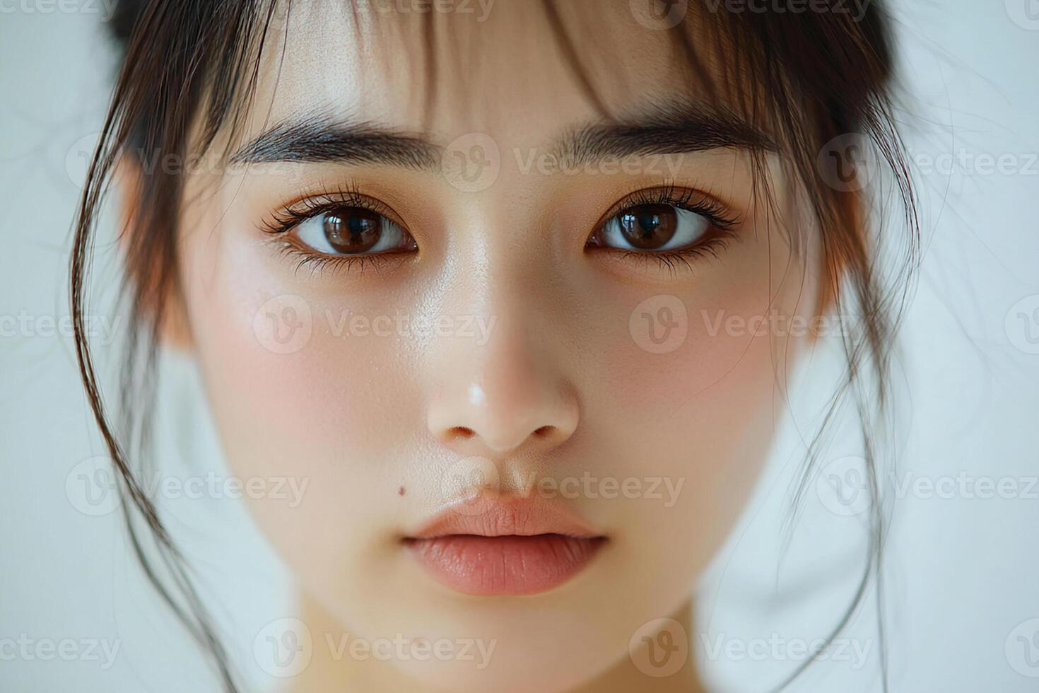 A woman with brown eyes and dark hair photo