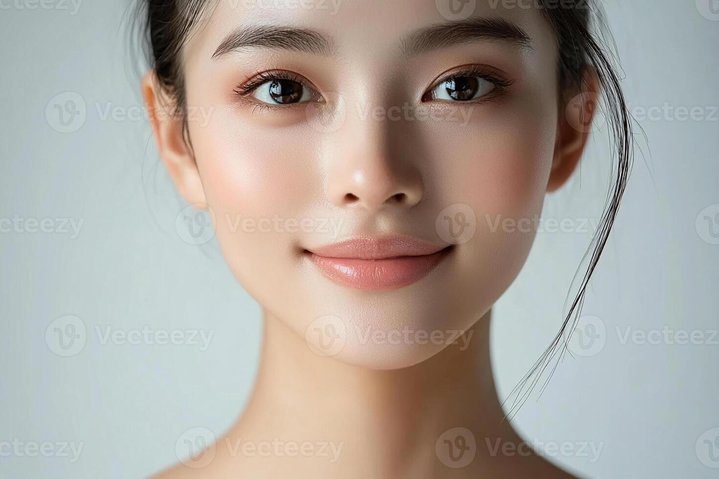 A woman with a beautiful face and a beautiful skin photo