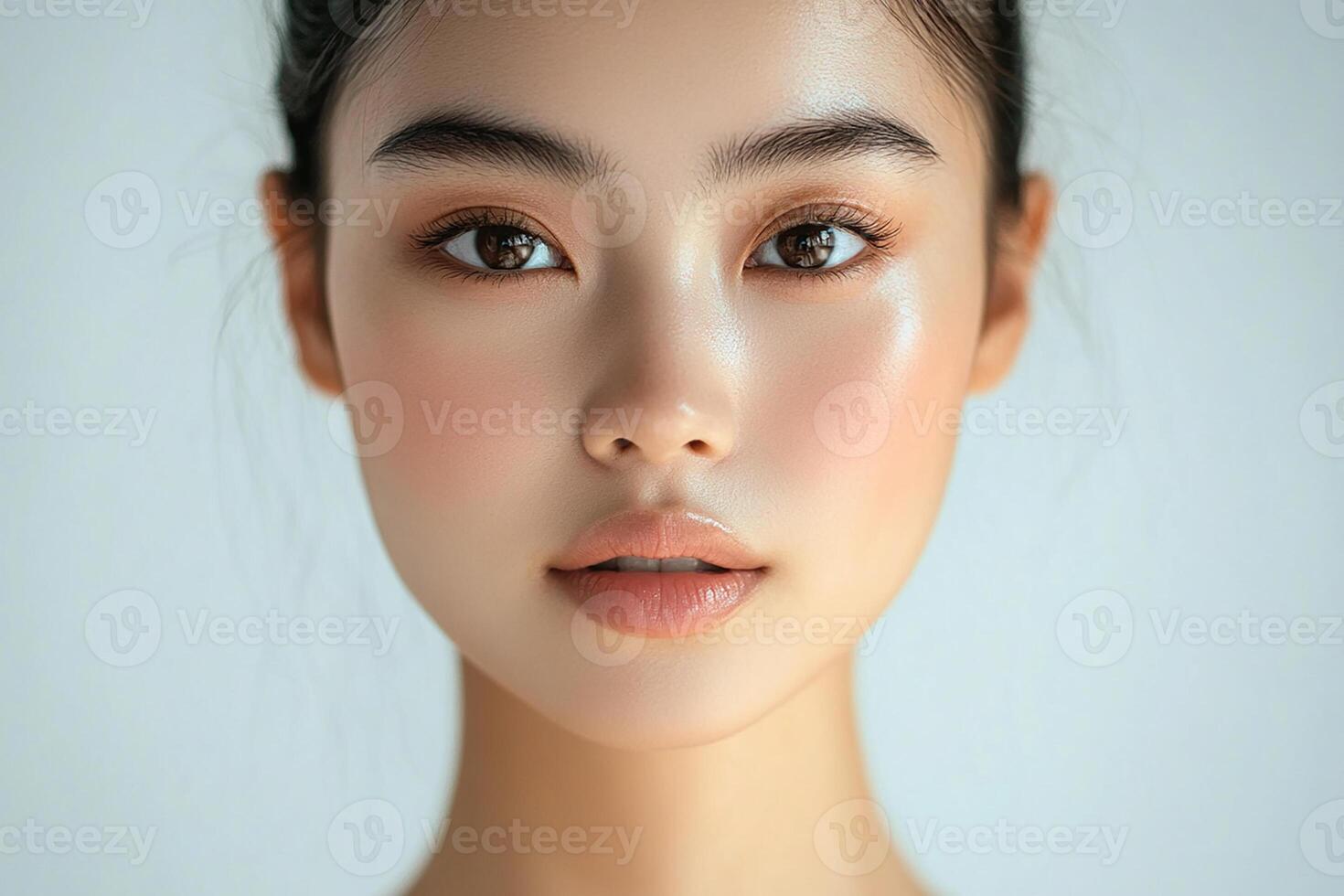 A woman with a beautiful face and a light complexion photo