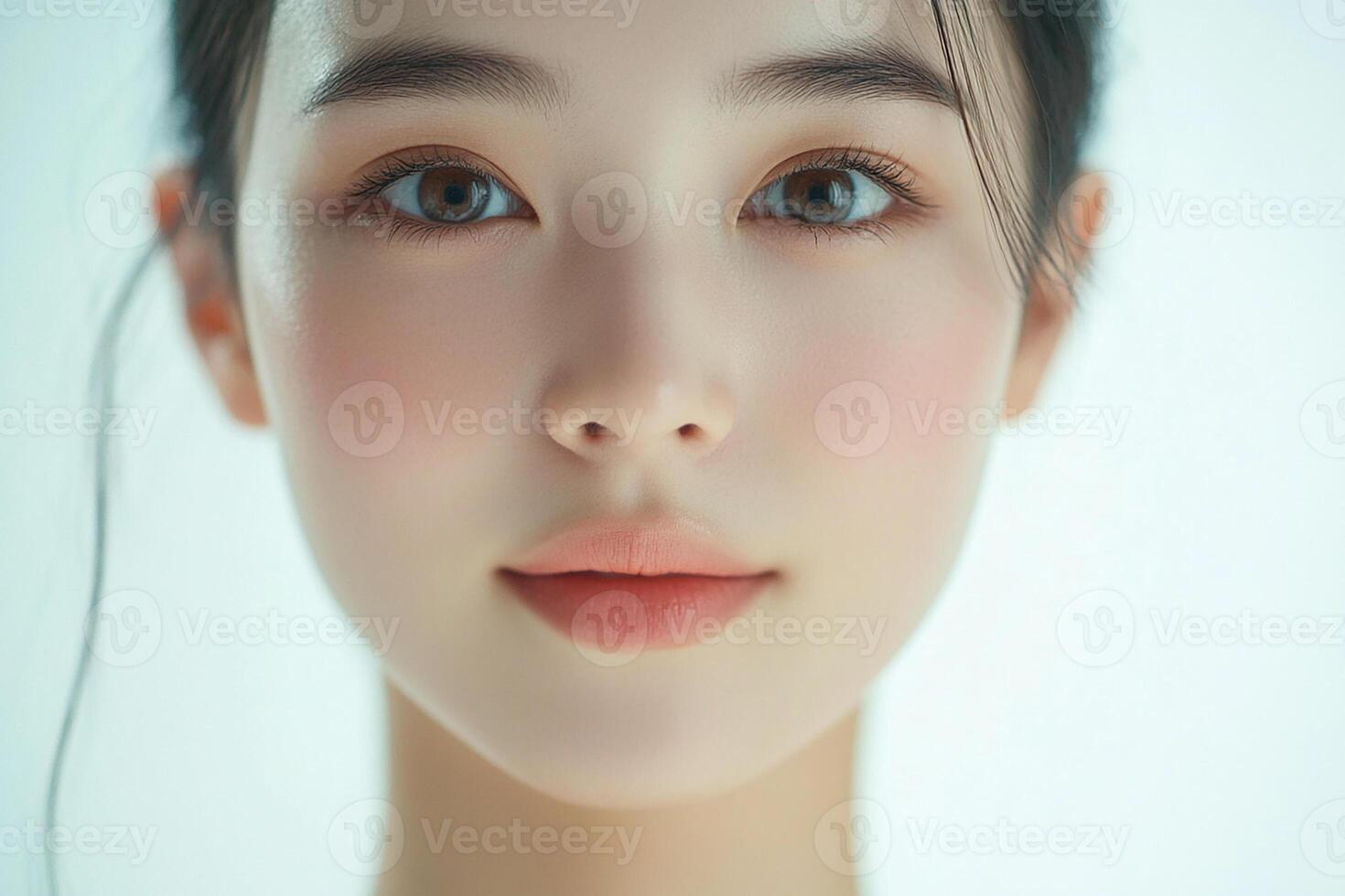 A woman with a beautiful face and eyes photo