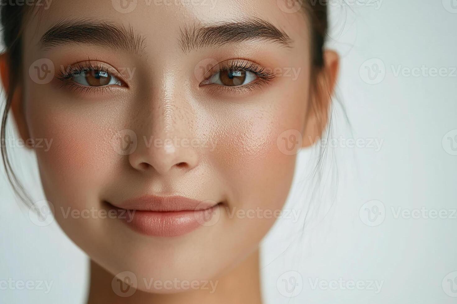 A woman with a beautiful face and a light complexion photo