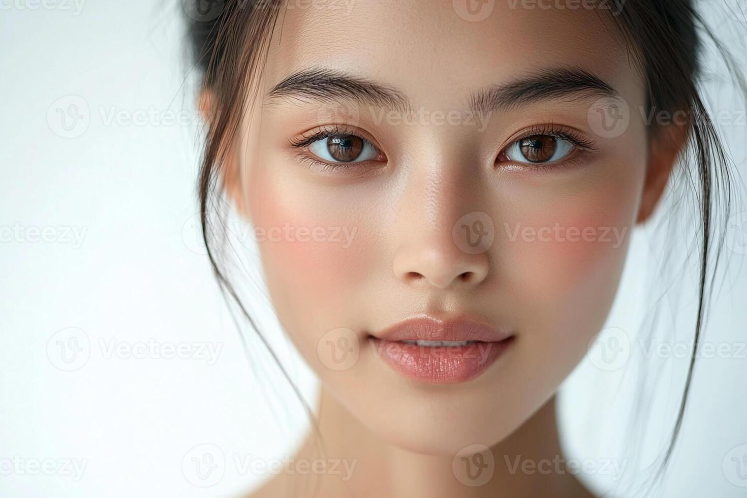 A woman with a beautiful face and a light complexion photo